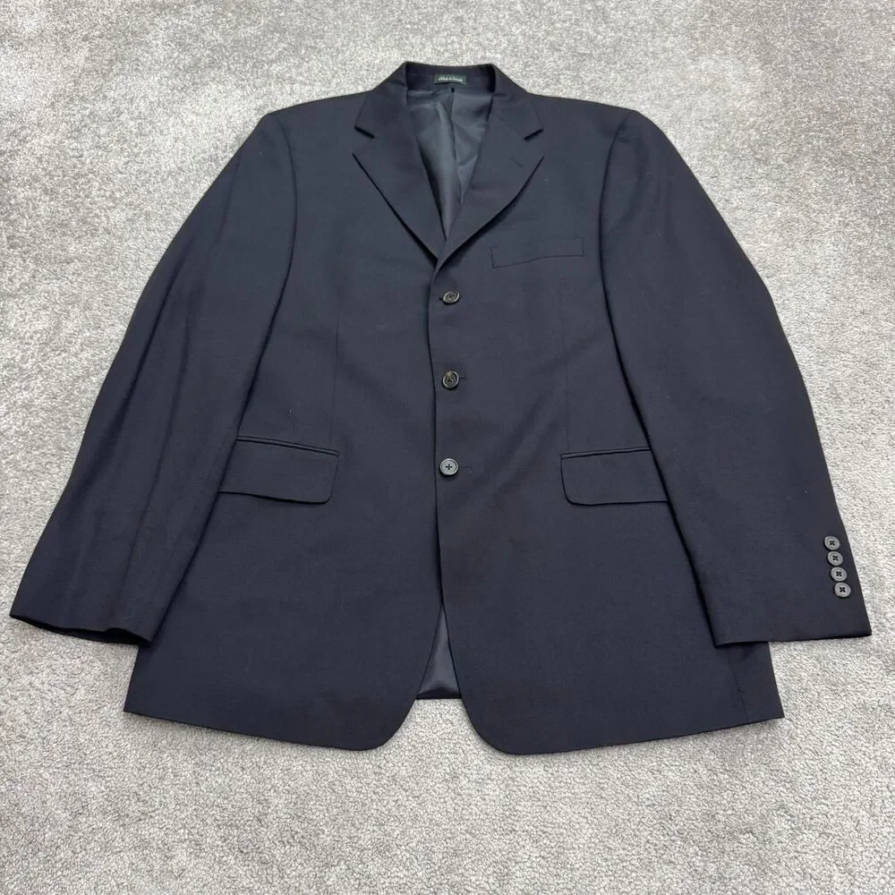 J.Crew Wool Suit Blazer Jacket Mens 42L Navy Blue Sport Coat Classic Workwear